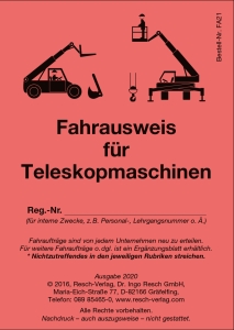 Fahrausweis Teleskopmaschinen